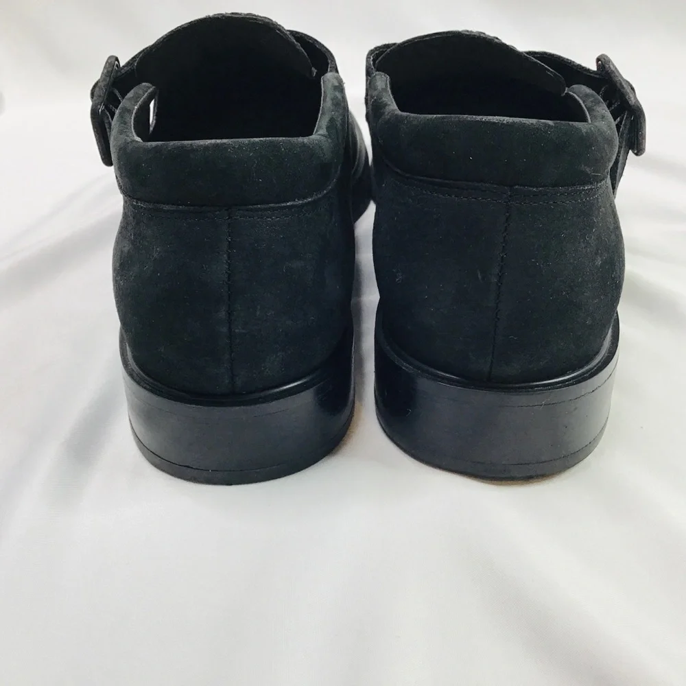 ROCKPORT Size 9 1/2 Mary Jane Loafer Flats Shoes Suede Leather Buckle Black - Picture 4 of 11